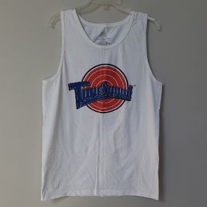 White Tune Squad Tank Top Mens Large Space Jam "0" Vintage MJ Classic Cartoon